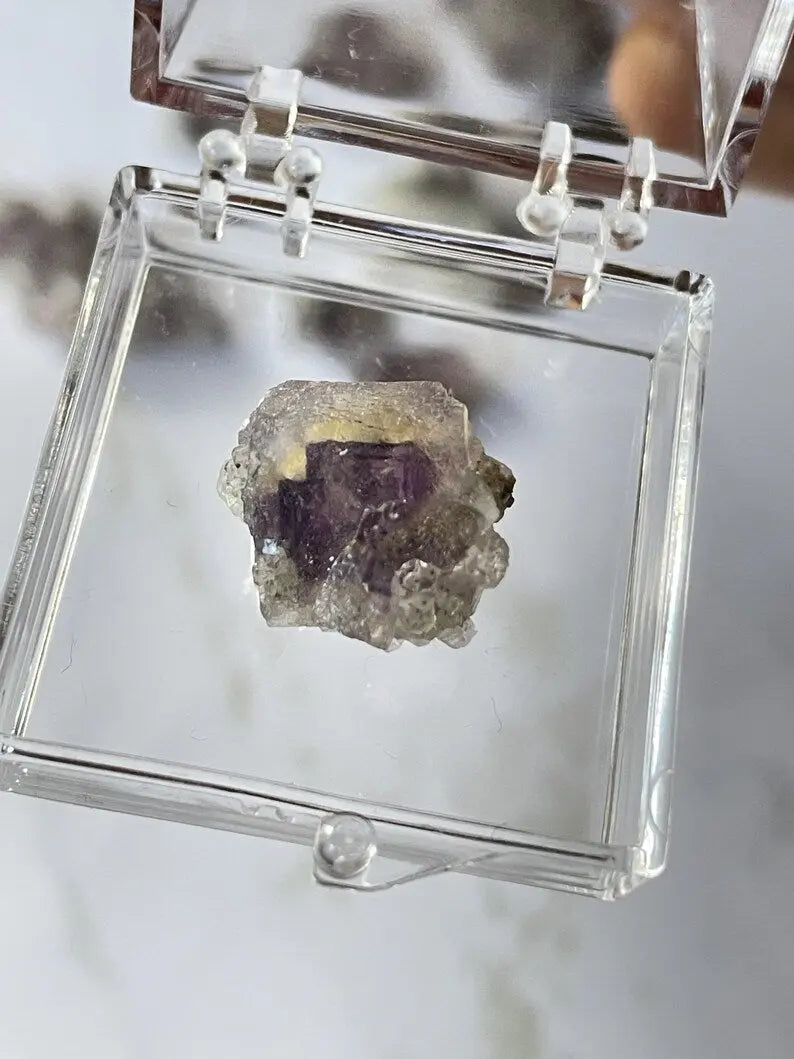Porcelain Fluorite on Needle Quartz - Yaogangxian, China view 7